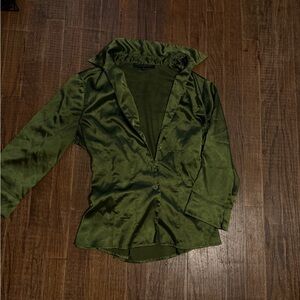 Harve Benard Green Satin Blouse